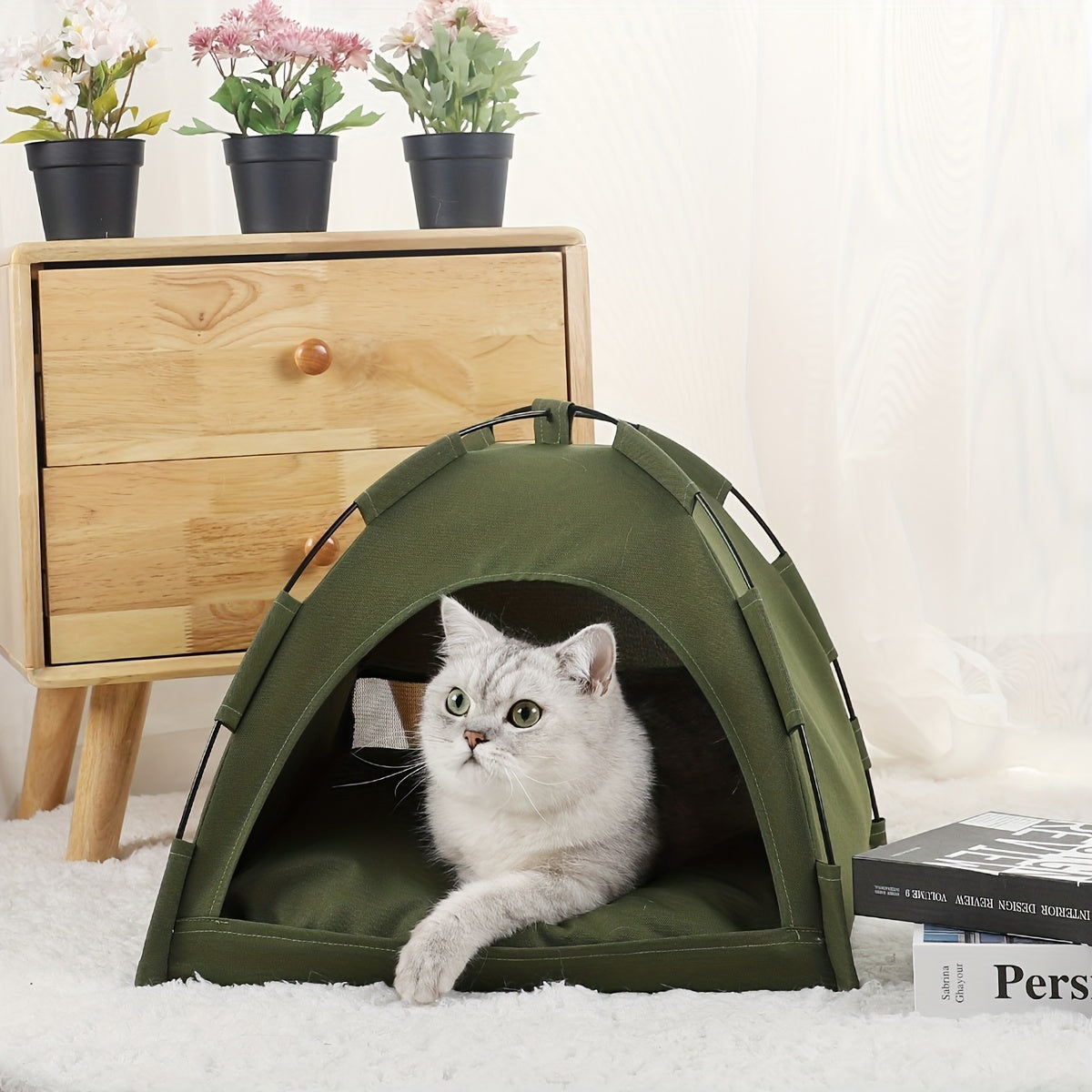 Pet Tent Bed With Removable Non-Slip Soft Pad