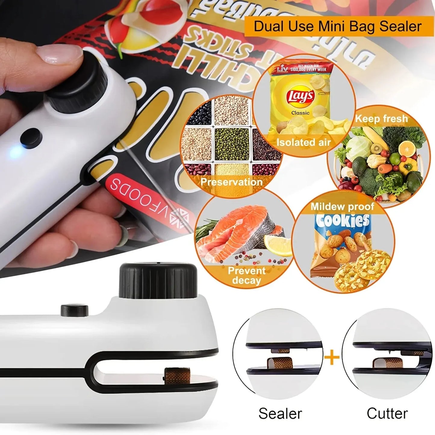 Mini Bag Heat Sealer – Handheld USB Food & Snack Sealer Clip for Storage Bags