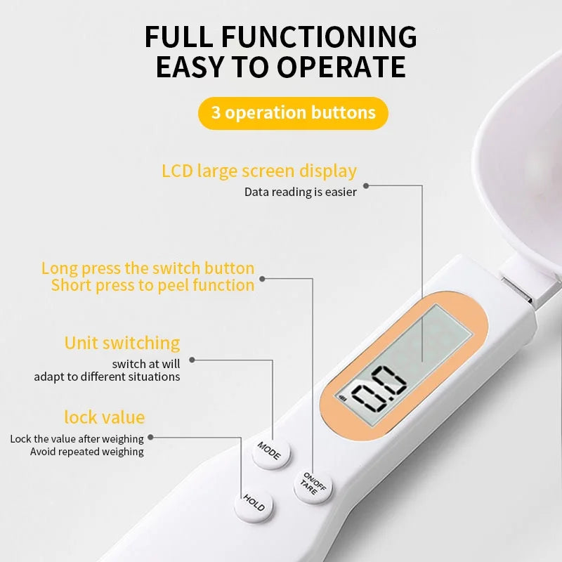 Mini Weight Measure Spoon with Digital Food Scale 0.1-500g