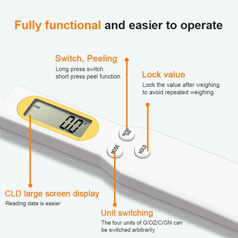 Mini Weight Measure Spoon with Digital Food Scale 0.1-500g