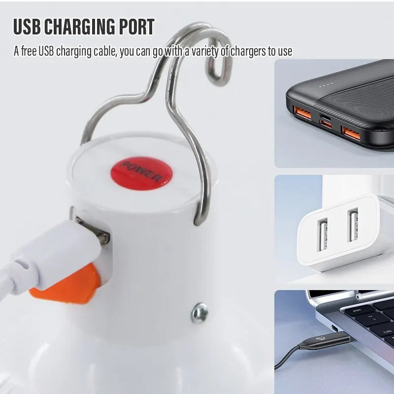 USB rechargeable LED lamp, portable camping lantern, emergency LED light,