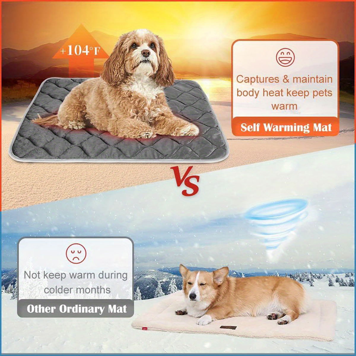 Extra Warm Thermal Pet Pad, Self-Heating Matt for outdoor & Indoor