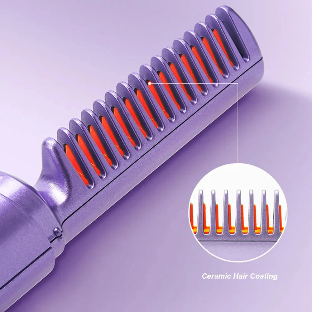 Professional Wireless Hair Straightener & Curling Brush (Hair Styling Tools)