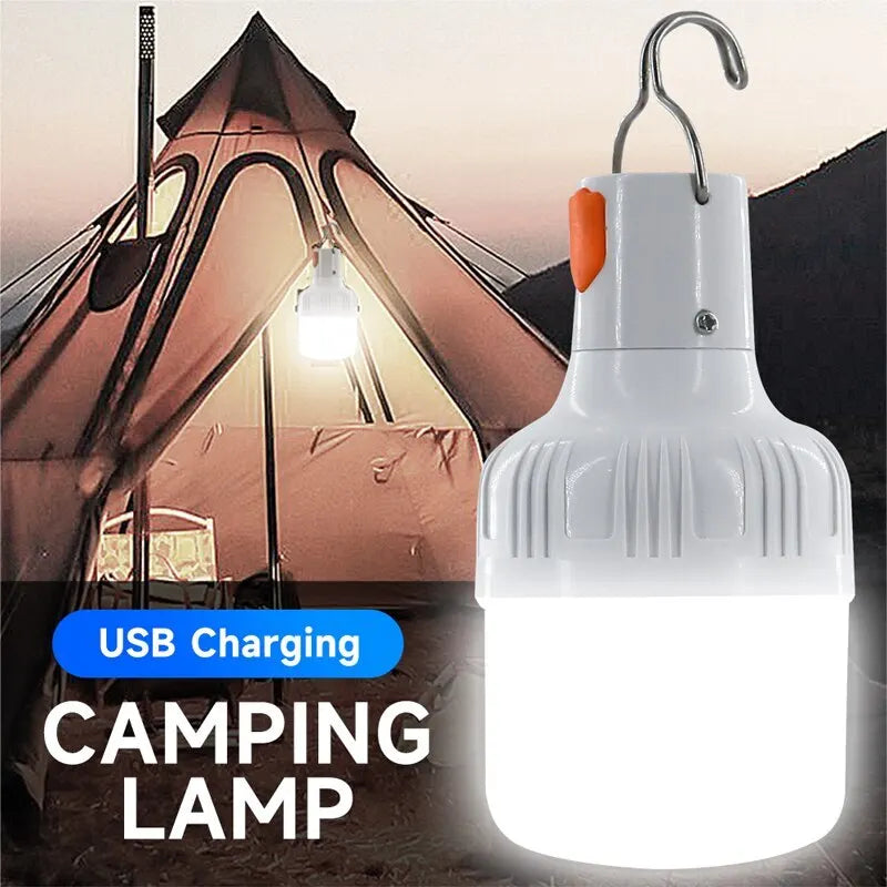 USB rechargeable outdoor LED lamp bulb with high brightness for camping and fishing