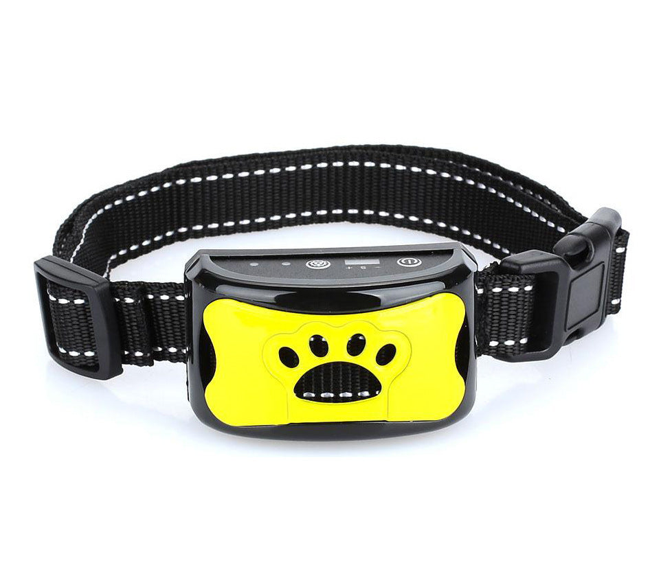 Adjustable rechargeable yellow dog collar with long-lasting lithium battery