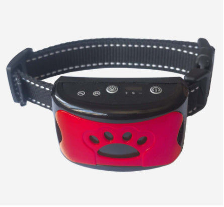 Dog collar with a red and black design on a white background
