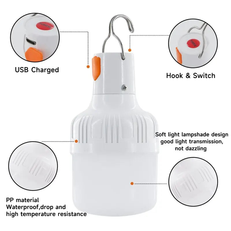 Waterproof LED lamp bulb for night lights, emergency, and outdoor adventures