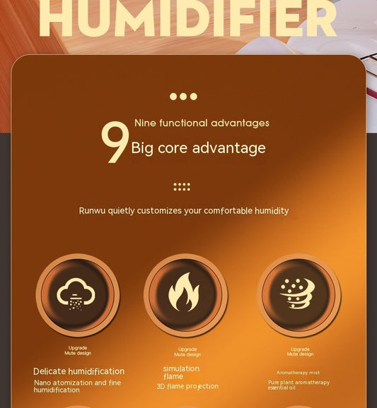 Flame humidifier, LED aroma diffuser, USB electric humidifier