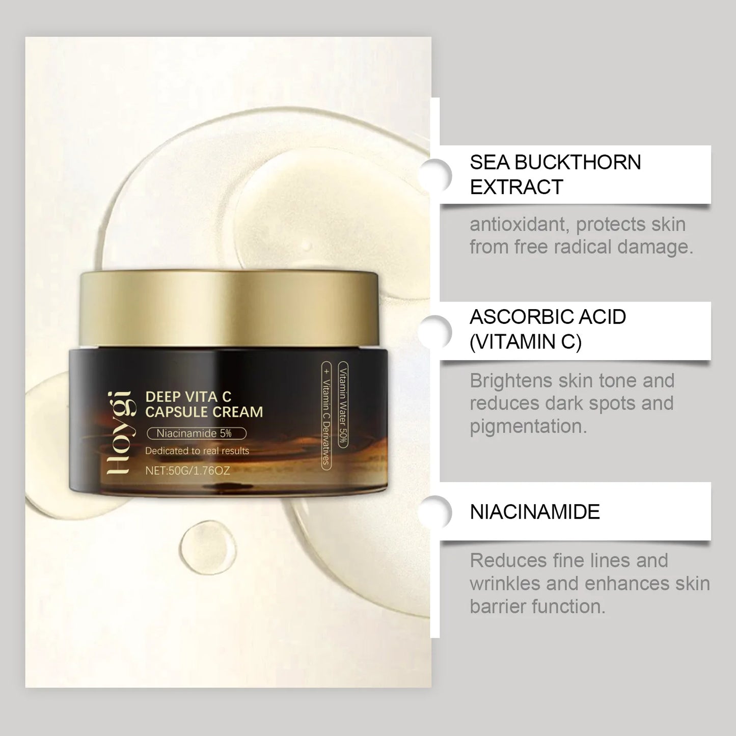 Deep Vita C Capsule Cream Face Moisturizer Gel with Collagen & Niacinamide