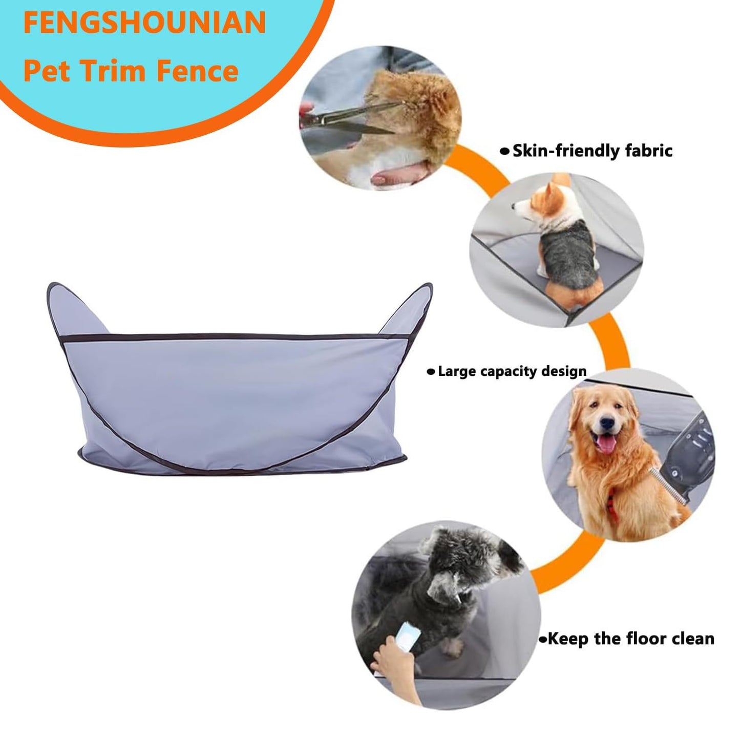 Easy Dog And Cat Hair Catcher Tent - Waterproof Adjustable For Easy Trimming And Shaving Pet Grooming