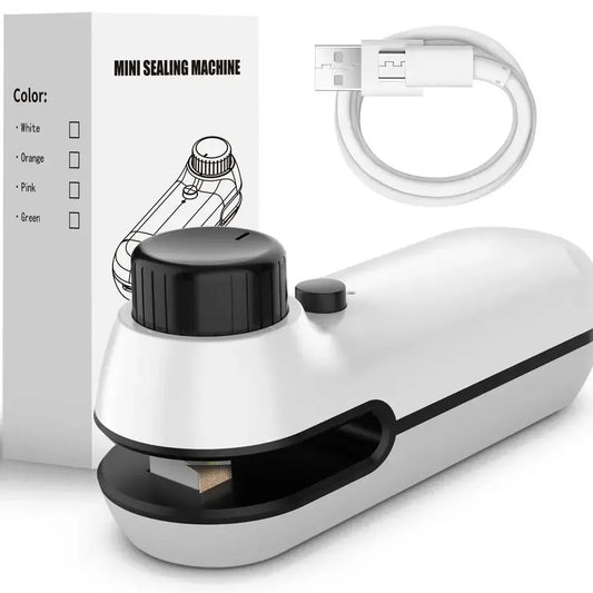 Rechargeable 2-in-1 mini heat sealer for snacks and storage bags, handheld USB design